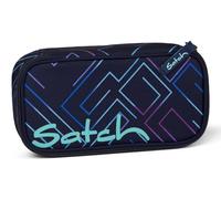 Satch Schlamperbox extra groß inkl. Trennfach Reißverschlussfach Stiftehalter Geodreieck Sichtfenster für Stundenplan Purple Laser - Dunkelblau