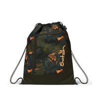 Satch Sportbeutel Turnbeutel für Mädchen und Jungen mit Reißverschlussfach, 12 Liter, Rucksack fixierbar Jurassic Jungle - Grün