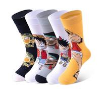 Satdflie 5-Paar Anime Baumwolle Socken Unisex Mid-Calf Luffy Socken Set niedliche gedruckte weiche Weihnachtsidee Geschenk für Fans, Stil/2