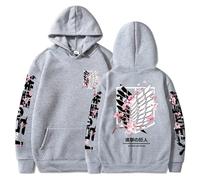 Satdflie Anime Attack on Titan Hoodies Levi Ackerman Pullover Wings of Freedom Unisex Print Long Sleeves Sweatshirt Kapuzenpullover, Casual Harajuku Cozy Tops, Farbe/12, XXL