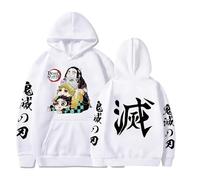 Satdflie Anime Demon Slayer bedruckter Hoodie Männer Frauen Harajuku Pullover Pullover mit Deckmantel Unisex Casual Hooded-Tops, Fans Weihnachten, Farbe/2, XXS