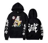 Satdflie Anime Demon Slayer bedruckter Hoodie Männer Frauen Harajuku Pullover Pullover mit Schutzarmen Unisex Casual Kapuzentops, Fans Weihnachten, Farbe/1, 4XL