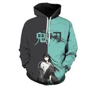 Satdflie Anime Demon Slayer bedruckter Hoodie Männer Frauen Harajuku Pullover Sweatshirt mit Deckmantel Unisex Casual Hooded-Tops, Fans Weihnachten, Farbe/8, XS