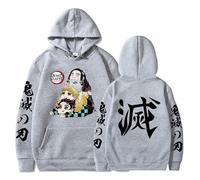 Satdflie Anime Demon Slayer bedruckter Hoodie Männer Frauen Harajuku Pullover Sweatshirt mit Schutzärmeln Unisex Casual Hooded-Tops, Fans Weihnachten, Farbe/6, XXS