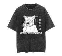 Satdflie Anime Demon Slayer T-Shirt Erwachsene Männer Frauen Cosplay Kostüm Manga Charaktere Print Shirt Sommer Loose Rundhalsgeschenk T-Shirt für Fans Weihnachten, Stil/5, XL