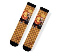 Satdflie Demon Slayer 1-Paar Socken Kimetsu no Yaiba Unisex Mid-Calf Casual Socken Anime Printed Cute Socks Weihnachtsidee Geschenk für Fans, Einheitsgröße, Gelb