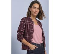 Blouson STREET ONE, Damen, Gr. 44, rot (rustic rouge), Stoff, Obermaterial: 74% Viskose, 26% Polyester. Futter: 100% Polyester, Jacquardmuster, regular fit normal, Rundhals, Bündchen, Jacken Blouson,