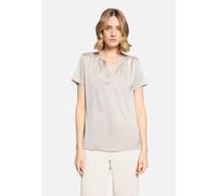 Satinbluse BETTY BARCLAY "Damen kurzarm", Damen, Gr. 48, grau beige, Obermaterial: 97% Polyester, 3% Elasthan, lässig geschnitten normal, V-Ausschnitt, Blusen (29252705-48) grau beige