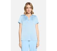 Satinbluse BETTY BARCLAY "Damen kurzarm", Damen, Gr. 44, powder blau, Obermaterial: 97% Polyester, 3% Elasthan, lässig geschnitten normal, V-Ausschnitt, Blusen (26650827-44) powder blau
