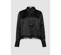 Satin-Bluse mit Spitzen-Detail 40 schwarz