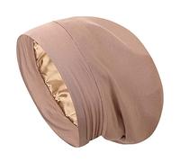 Satin Bonnet Sleep Cap Hair Cover Bonnet Satin Lined Slouchy Beanie Silk Lined Night Sleeping Hat for Cuirly Hair (Khaki)
