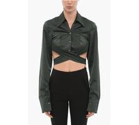 Satin-Crop-Shirt mit Wickeldetail in Grün EU 38 / IT 42