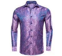 Satin-Herrenhemden, Reverskragen, Solides Langarm-Seidenhemd, Weiche Bluse, Hochzeit, Business ZCY-1029 L