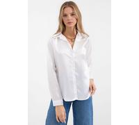 Satin Langarmhemd mit Knopfleiste S