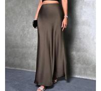 Satin-Midirock mit hoher Taille für Damen, elegante A-Linie, Cocktail, Party, Hochzeitsrock