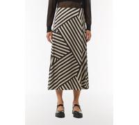 Satin-Rock mit asymmetrischem Streifen-Print beige|schwarz 32