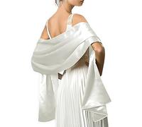 Satin-Schal mit Satin-Stola für Damen, Wickeltuch, 240 cm x 75 cm, für Abendparty, Zeremonie, Hochzeit, Weiß, 240cm*75cm