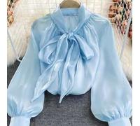 Satin-Schleifenkrawatte Manschette Langarm Bluse, Nischenluxus elegante Damenkleidung, schimmernde rosa Bluse Frühling