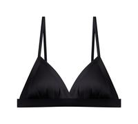 Satin-Seide-BH Für Damen, Dünn, Glatt, Bequem, Maulbeerseide-BHS Für Damen, Sexy, Tiefer V-Ausschnitt, Alltags-BH, Französisches Triangel-Cup-Bralette(Black,M)