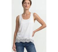Satin Top mit Spitze 36 pearl white