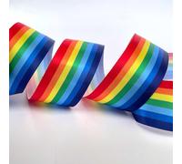 Satinband in Regenbogenfarben, mehrfarbig, glatt, seidige Schleifen, Wimpelkette, Kleidung, Geschenkverpackung, 38 mm breit, 5 m