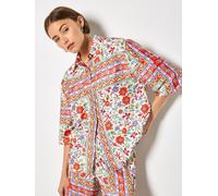 Satinbluse APRICOT "Satinhemd mit Blumenmuster", Damen, Gr. XS (34), orange, gewebt, Obermaterial: 97% Polyester PES. 3% Elasthan EL., gemustert, Blusen, Bedruckt (21071220-34) orange