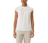 Satinbluse COMMA, Damen, Gr. 34, weiß, Satin, Obermaterial: 95% Polyester, 5% Elasthan, unifarben, regular fit normal, Rundhals, elastischer Bund, Blusen Satinbluse, mit Raffung am Hals, Topseller (27