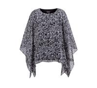 Satinbluse GOLDNER "Tunikbluse mit Chiffon-Überwurf, Print", Damen, Gr. 46, schwarz (schwarz, weiß, gemustert), Obermaterial: 96% Polyester PES. 4% Elasthan EL., Modisch, normal, Sonstiges, Blusen, Üb