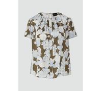 Satinbluse im Slim Fit mit Raffung und All-over-Print 34 Grün 2171640.79A1.34