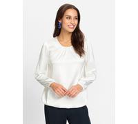 Satinbluse LADY, Damen, Gr. 38, beige (ecru), 97% Polyester, 3% Elasthan, unifarben, Rundhals, Blusen (41402363-38) ecru