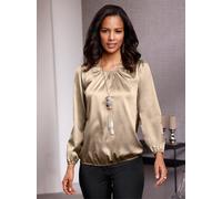 Satinbluse LADY, Damen, Gr. 52, beige, 97% Polyester, 3% Elasthan, unifarben, Rundhals, Blusen (82813116-52) beige