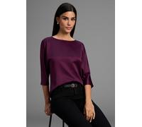 Satinbluse LAURA SCOTT, Damen, Gr. 36, bordeaux, Web, Obermaterial: 100% Polyester. Rückenteil: 95% Viskose, 5% Elasthan, leicht glänzend, unifarben, Basic, hüftlang, Rundhals, Fledermausärmel, Blusen