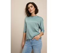 Satinbluse LAURA SCOTT, Damen, Gr. 44, salbei, Web, Obermaterial: 100% Polyester. Rückenteil: 95% Viskose, 5% Elasthan, Basic, hüftlang, Rundhals, Fledermausärmel, Blusen, mit 3/4-Ärmeln, hüftlange Sc