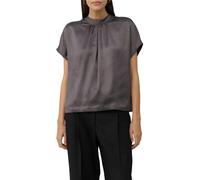 Satinbluse S.OLIVER BLACK LABEL, Damen, Gr. 48, anthrazit, Satin, Obermaterial: 100% Polyester, unifarben, relaxed fit taillenbedeckt, Blusen Satinbluse, mit Falten (86430817-48)
