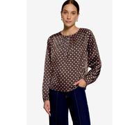 Satinbluse ZERO, Damen, Gr. 38, braun, blau, Satin, Obermaterial: 96% Polyester, 4% Elasthan, gemustert, bequem hüftbedeckend, Rundhals, elastischer Bund, Blusen, fein gemustert / elastische Bündchen 