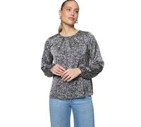 Satinbluse ZERO "Damen mit Druck", Damen, Gr. 38, dunkelblaucream, Satin, Obermaterial: 96% Polyester, 4% Elasthan, glänzend, figurumspielend normal, Rundhals, weit elastischer Bund mit Gummizug, Blus