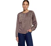 Satinbluse ZERO "Damen mit Print.", Damen, Gr. 36, braun, blau, Satin, Obermaterial: 96% Polyester, 4% Elasthan, figurumspielend, Rundhals, weit, Blusen (94987307-36) braun, blau