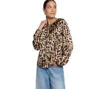 Satinbluse ZERO "Damen mit Print.", Damen, Gr. 38, beige, braun, Satin, Obermaterial: 96% Polyester, 4% Elasthan, figurumspielend, Rundhals, weit, Blusen (78384451-38) beige, braun