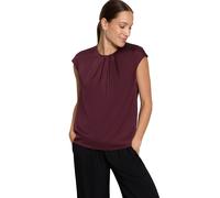 Satinbluse ZERO "Damen mit Rundhalsausschnitt", Damen, Gr. 34, rot (schwarz aubergine), Satin, Obermaterial: 96% Polyester, 4% Elasthan, figurumspielend normal, Rundhals, Blusen (88776464-34) schwarz