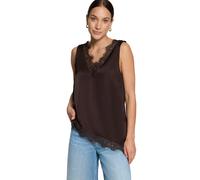Satinbluse ZERO "Damen mit Spitzeneinsatz", Damen, Gr. 44, braun (chocolate plum), Satin, Obermaterial: 100% Polyester, tailliert normal, V-Ausschnitt, Blusen (99011650-44) chocolate plum