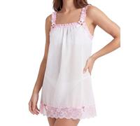 Satini Dessous Durchsichtiges Sissy Babydoll-Stil Rüschen Rüschen Spitze Unterkleid Nachtwäsche (Weiß - Zartrosa, L)