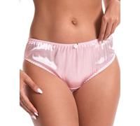 Satini Seidensatin-Slips - Weiche Elastikkante, Bequeme Elegante Dessous, Sissy-Slips (Babyrosa, XXL)