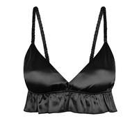 Satini Sissy Rüschen Gerafft Tailliert Seidig Satin Dessous Bralette (Schwarz, S)