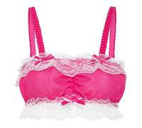 Satini Sissy Rüschen Spitze Tailliert Chiffon Durchsichtiges Dessous Bralette (Leuchtendes Pink, M)