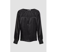 Satiniertes Blusenshirt im Fabricmix mit Raff-Details 40 schwarz