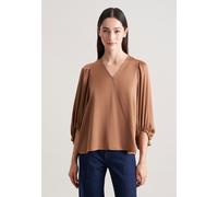 Satiniertes Blusenshirt mit V- Ausschnitt Beige 44 (60.850785-0024-44)
