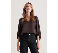 Satiniertes Blusenshirt mit V- Ausschnitt Braun 42 (60.850785-0029-42)