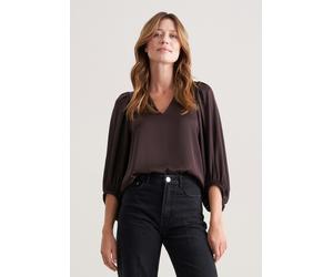 Satiniertes Blusenshirt mit V- Ausschnitt Braun 46 (60.850785-0029-46)