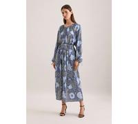 Satiniertes Raglankleid mit Schleifendetails und Taillengürtel Blau 50 (60.852392-0013-50)