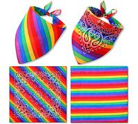 SATINIOR 2 Stück LGBT Gay Pride Regenbogen Bandanas Baumwolle Gay Pride Stirnband Streifen Paisley Mehrfarbig Halstuch LGBTQA Zubehör Süßes Einstecktuch Schal für Damen Herren Kopf Haar Geschenk